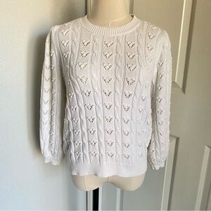 LOFT Ivory Heart Knit Sweater